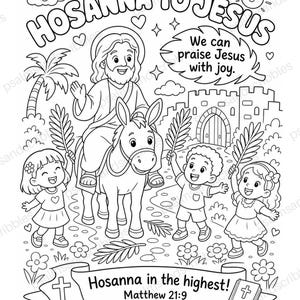 Hosanna to Jesus Palm Sunday Coloring Page | Matthew 21:9 Bible Verse | Triumphal Entry Activity for Kids