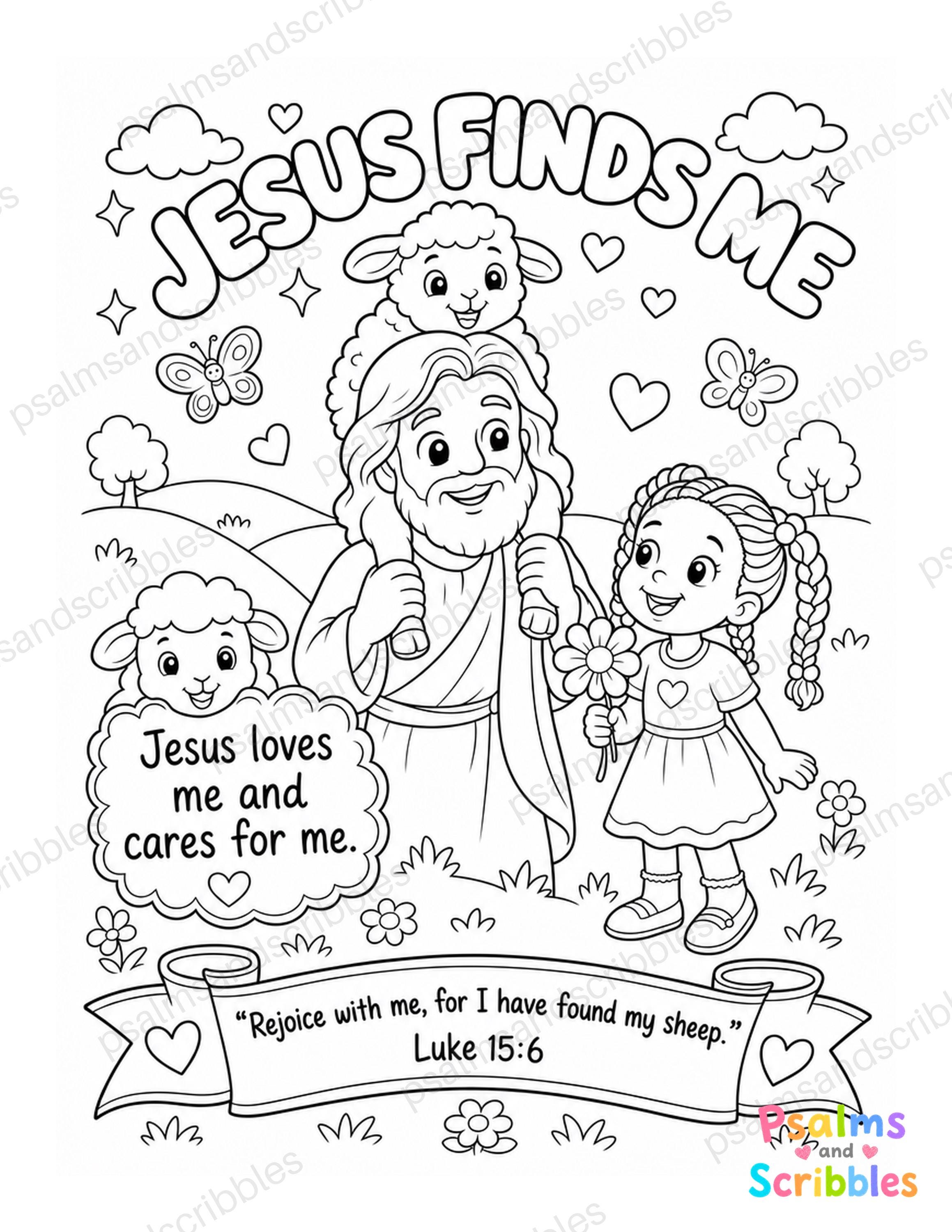 Jesus Finds Me Luke 15:6 Lost Sheep Bible Coloring Page Printable…