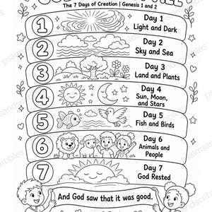 God Made It All 7 Days of Creation Coloring Page | Genesis 1 and 2 Bible Activity | Kids Sunday School Printable