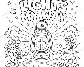 Psalm 119:105 Jesus Lights My Way Kids Bible Coloring Page | Instant Download | Faith Activity for Sunday School