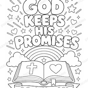 Dieu tient ses promesses à colorier | 2 Corinthiens 1:20 Activité pour enfants | Téléchargement instantané PDF