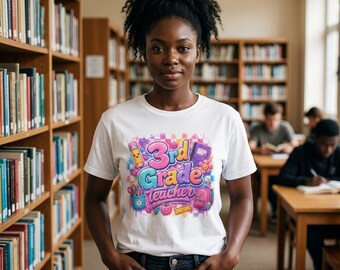 3rd Grade Teacher T-shirt | Cute School Supplies Graphic Tee
