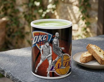 OKC vs Lakers Basketball Players Mug | Ceramic Coffee Cup 11oz 15oz