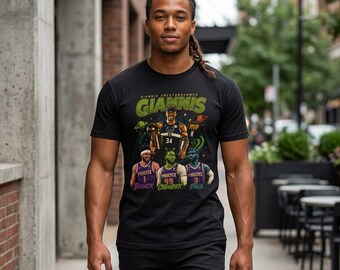 Giannis Antetokounmpo MVP Basketball T-Shirt | Space Planet Lakers Tribute