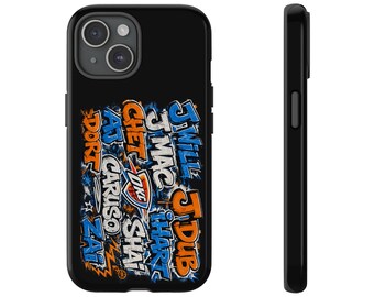 Telefoonhoesje graffiti-naam aan de muur