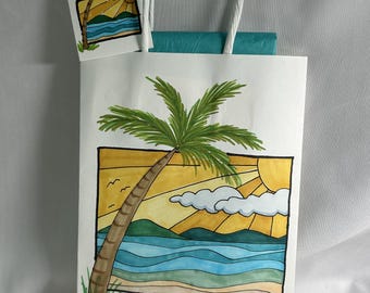 Set di sacchetti regalo con palme da spiaggia