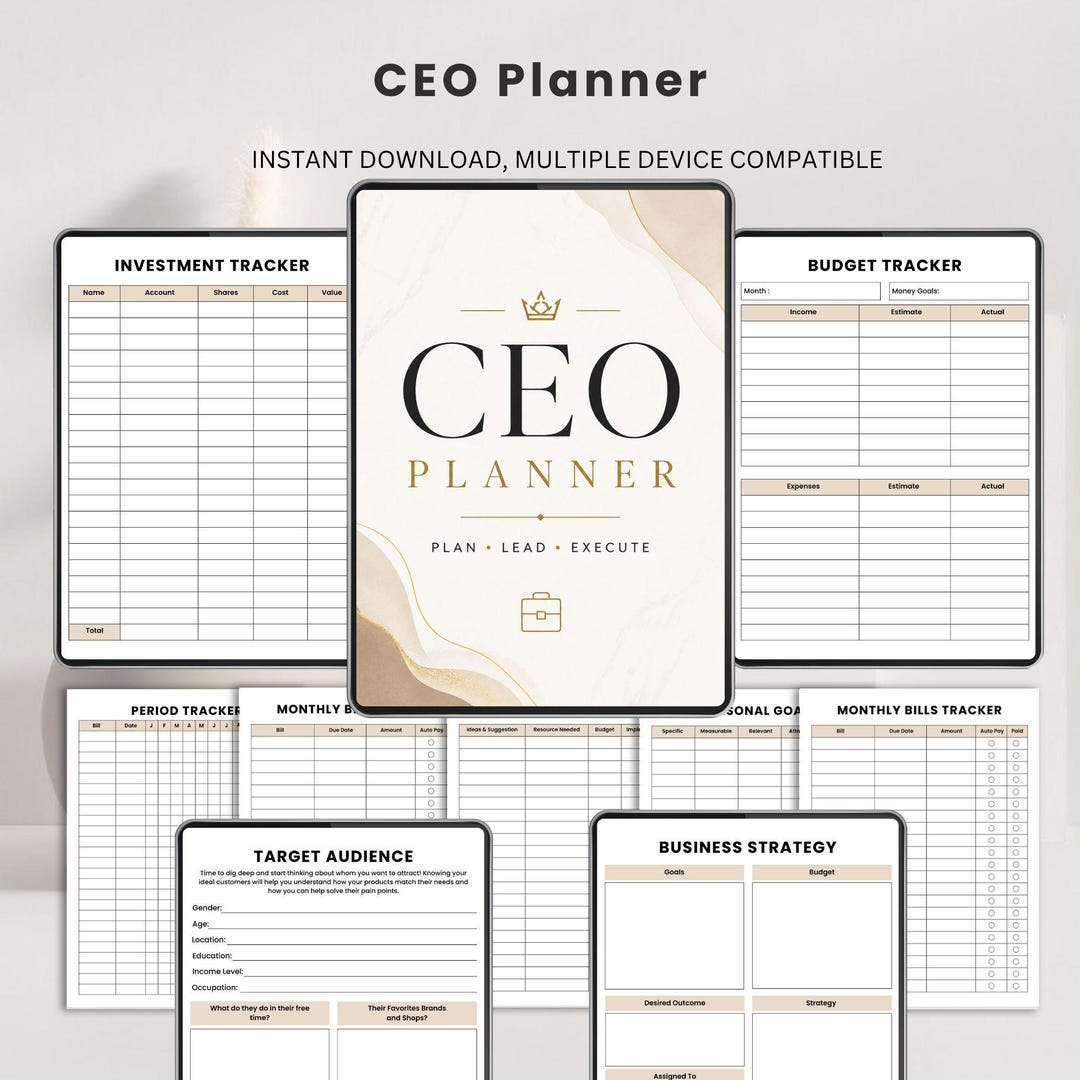 CEO Planner, Printable Business Planner, Entrepreneur Goal Workbook ...