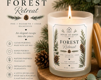 Forest Retreat Soy Candle | Pine, Cedar & Eucalyptus Candle | Woodland Candle | Evergreen Forest Scent | Cozy Cabin Decor | Housewarming