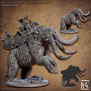 Skutagaard War Mammoth Miniature: Fantasy RPG-figuur, schaal van 28-32 mm