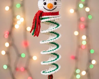 Crochet Pattern Snowman Wind Spinner PDF, Christmas Decor Amigurumi Digital Download, Festive Holiday Hanging Ornament Tutorial