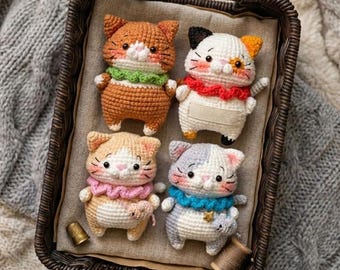 Amigurumi Cat Crochet Pattern Bundle, Kawaii Kittens, Animal Tutorial (PDF Download)