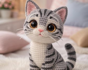 Tabby Kitten Amigurumi Crochet Pattern | Realistic Plush Cat Tutorial (PDF Download)