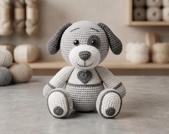 Amigurumi Puppy Crochet Pattern | Floppy Ears, Heart Detail (PDF Download)