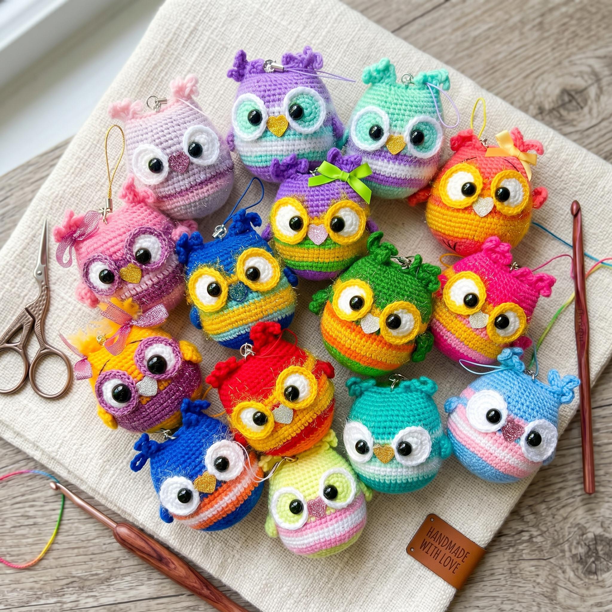 30 Crochet Owl Patterns: Creative, Delightful, and Adorable Finds 19 Owl Keychain Amigurumi Pattern Bundle