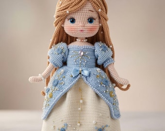 Princess Amigurumi Crochet Pattern – Heirloom Royal Doll, Advanced Intermediate (PDF Download)