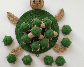 Crochet Turtle Memory Game Pattern | Montessori Amigurumi Toy, Mommy and Baby Turtles (PDF Download)