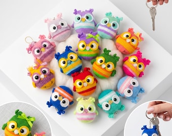 Crochet Owl Keychain Amigurumi Pattern Bundle (PDF Download)