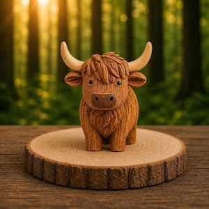 Highland Kuh Figur, rustikale Farmtierskulptur, niedliche Kuh-Tischdekoration, Landhausverzierung, Bauernhausgeschenkidee