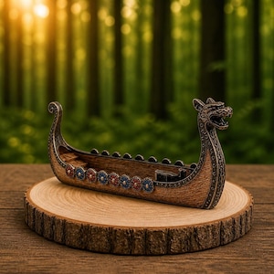 Viking Ship Resin Sculpture, Nordic Decor Ornament, Viking Boat Aroma Diffuser, Rustic Home Decor, Nautical Gift Idea