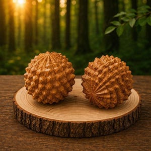 Juego de bolas de masaje de madera, bolas de terapia de manos con tuya, ejercitador de manos para aliviar el estrés, pelota de acupresión para fitness, herramienta de yoga y meditación.