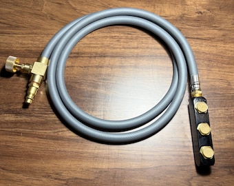 5-Port Argon Diffuser with 1/4 Brass Needle Valve, Brass Male Quick Connect