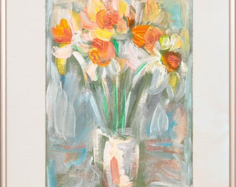 Narcissen, origineel bloemstillevenschilderij van Anna Messerer