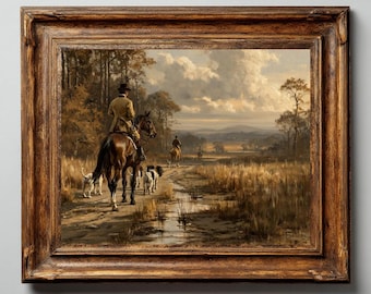 Begin the Fox Hunt Vintage Oil Painting - Digital Print
