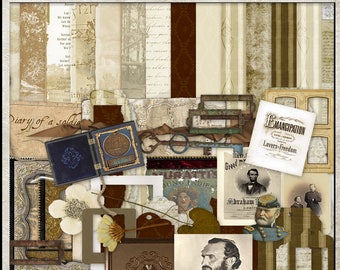 Civil War Scrapbook Kit | Vintage Ephemera, Family History (Digital Download)