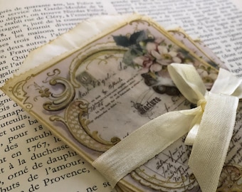 Violet Victorian Favor Bags, Antique Frame, Collage, Vintage, French, Art Journal, Junk Journal, Mini Album, Ephemera, Tea Stain, Tag bags