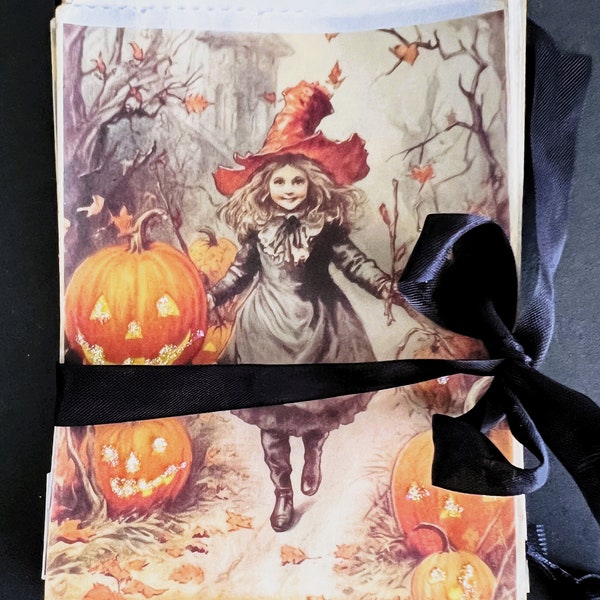 Vintage Halloween Decorative Glassine Bags, Trick or Treat Bags, Gift bag, Ephemera, Tag Bags, Party Favor, Pumpkins, Children, Set of 8