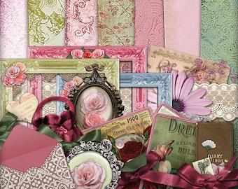 Digital Scrapbook Kit | Vintage | Scrapbooking | Papercraft | Vintage style | Digital Paper |  Printable | Fashion | Romantic | Mini Album
