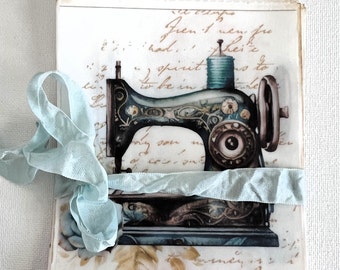 Antique Sewing Machine Glassine Bags: Vintage Ephemera, Gift Bag Set (8pcs)