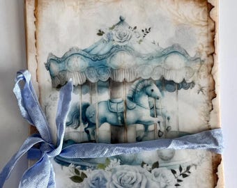 Vintage Baby Boy Glassine Favor Bags - Shabby Chic Nursery Decor, Set of 8