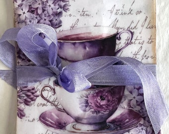 Tea Party Glassine Bags: Decoupage Tea Cups, Junk Journal Embellishments (Set 1)