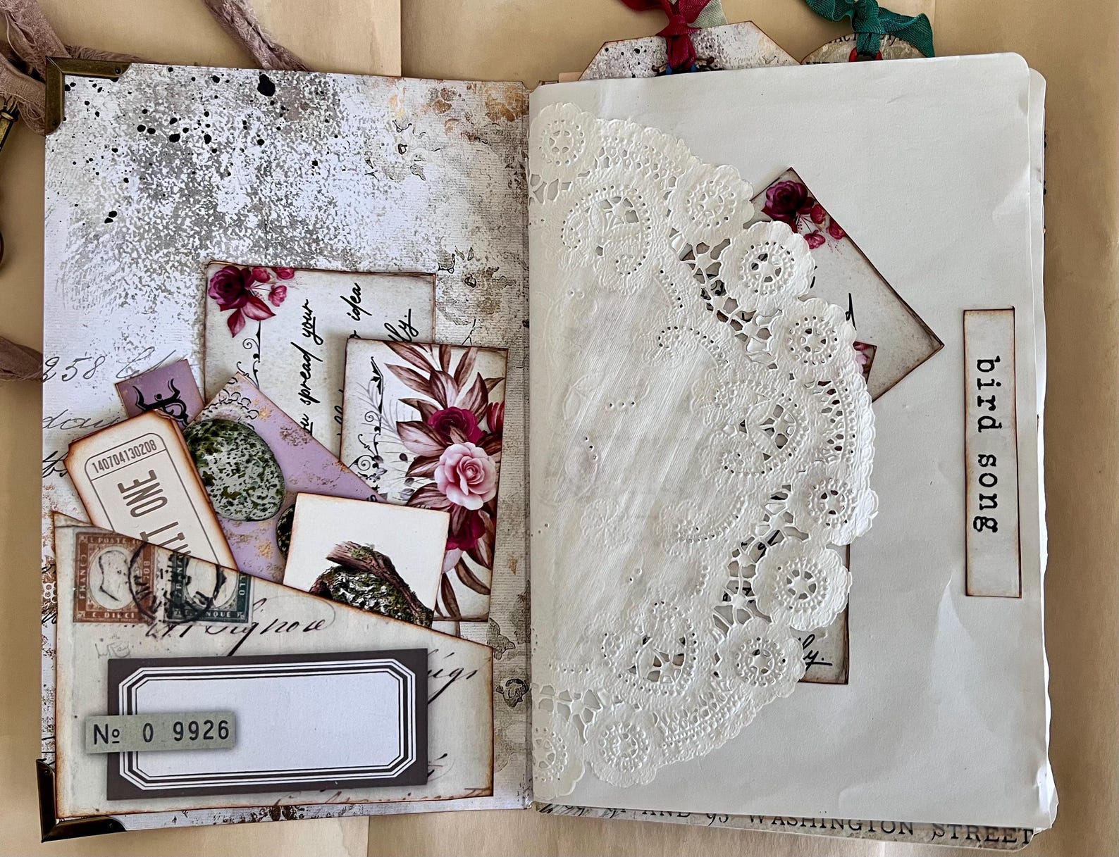 Vintage French Bird Ephemera Holder and Hybrid Junk Journal, 29 Pockets ...