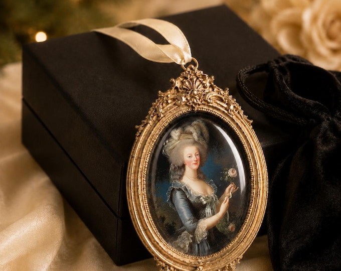 Featured listing image: Marie Antoinette Portrait Ornament Collection, Handmade, Ceramic, French Christmas Decor, Antiqued Gold, Versailles, Heirloom Gift