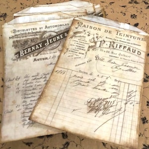 Antique French Invoice Glassine Bags, Gift bag, Collage, Paris, Art Journal, Junk Journal, Mini Album, Tea Stain, French Ephemera, Treat Bag