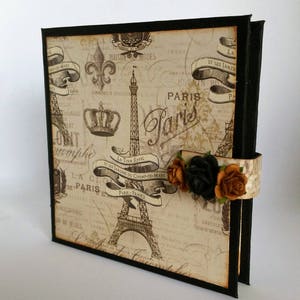 Eiffel Tower Sticky Note Cover, Fleur de Lys, Post It Book, Gift, Paris, Brown, Cream, Black, Vintage, Crowns, French, Roses, Birthday