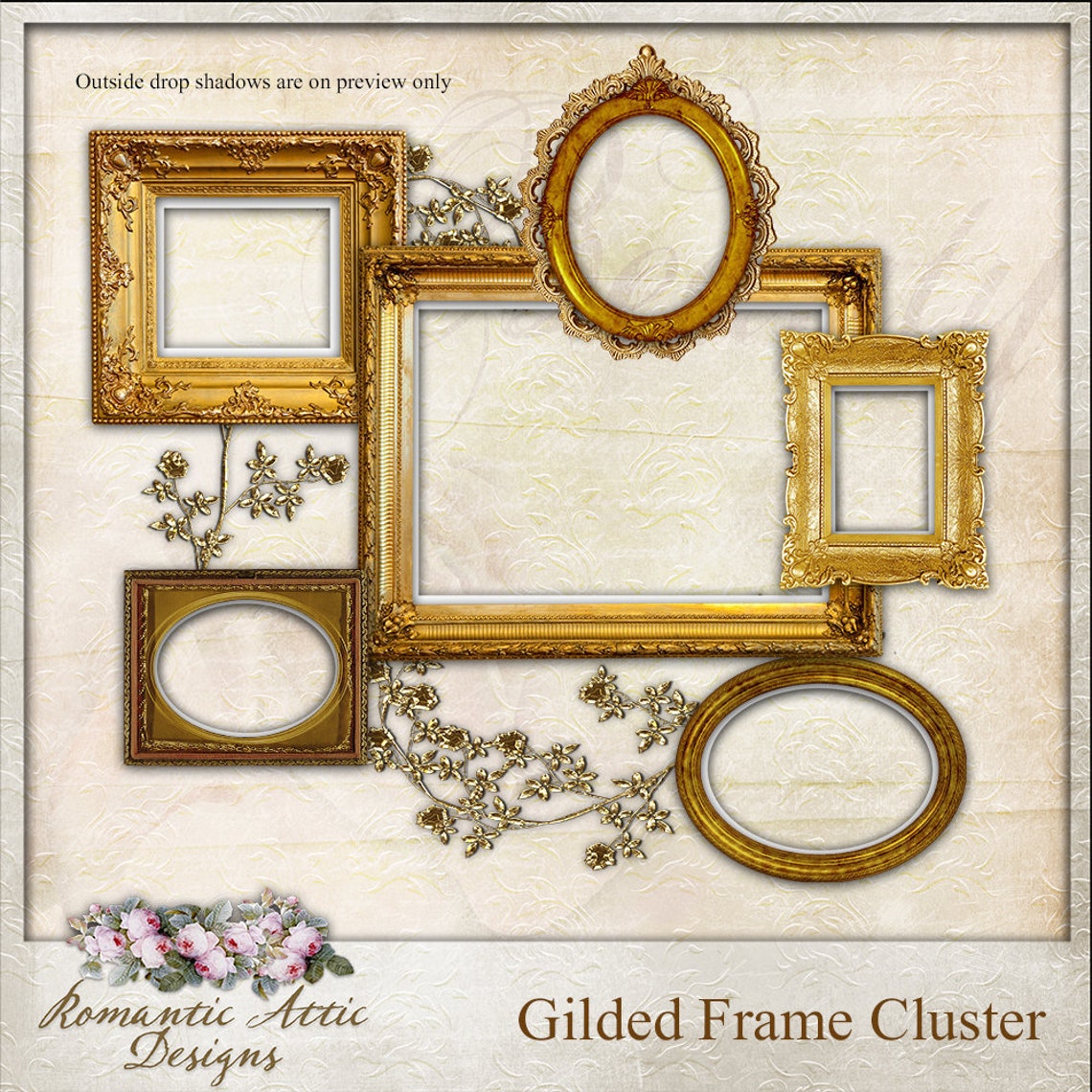 Frame Cluster Gilded Frame Cluster, 12x12, Photo Collage Frame, Vintage, Scrapbook ...
