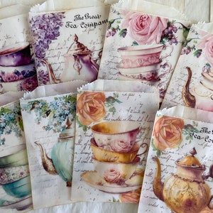 Tea Time Decorative Glassine Bags, Set 1, Tea Pots, Tea Cups, Junk ...