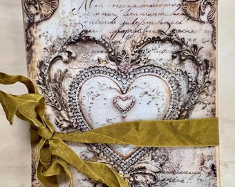 Vintage Lace and Crystal Hearts Decorative Glassine Bags, Set #2, Gifts, Tags, Junk Journal