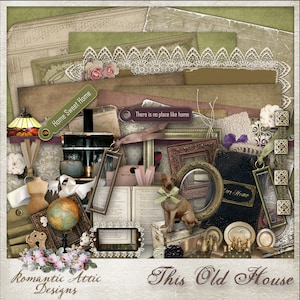 This Old House | Digital Scrapbook Kit |  Scrapbooking | Papercraft | Digital Paper |  Heritage Scrapbook Kit |  Printable  | Mini Album