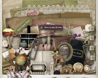 This Old House | Digital Scrapbook Kit |  Scrapbooking | Papercraft | Digital Paper |  Heritage Scrapbook Kit |  Printable  | Mini Album