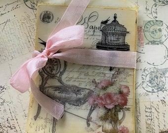 Paris Chair Glassine Favor Bags, Decoupage Roses, Junk Journal Ephemera