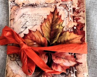 Autumn Splendor Glassine Bags: Fall Leaves, Pumpkins, French Script (8pcs)