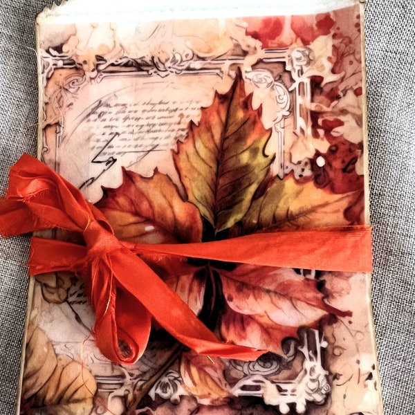 Autumn Splendor Decorative Glassine Bags, Fall Leaves, Pumpkins, French Script, Junk Journal, Mini Album, Ephemera, Tag Bags, Treat Bag,8pcs