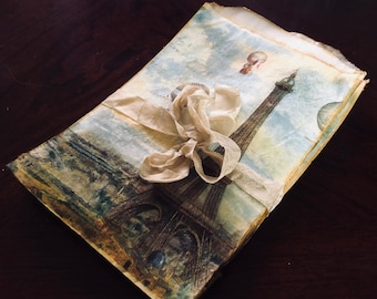 Eiffel Tower Steampunk Glassine Treat Bags, Vintage, Collage, Junk Journal, Mini Album, Ephemera, Tea Stain, Decoupage, Favor, Card Making