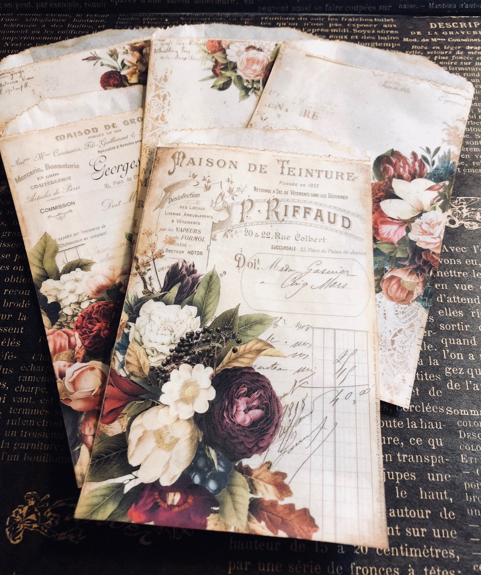 For Love of a Bloom Vintage Botanical Decorative Glassine Bags, Frenc…
