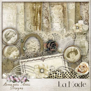 Paris La Mode | Kit de álbum de recortes digital | Álbum de recortes | Artesanato em papel | Estilo vintage | Papel Digital| Kit de álbum de recortes Heritage | Moda |
