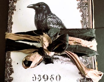 The Raven Ephemera Holder Junk Journal, Gothic, 22 Pages, 25 Tuck Spots, Wax Seals, Victorian, Tea-Stained, Dark Academia, Nevermore, Poe